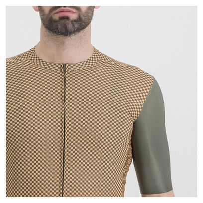 Maillot Manches Courtes Sportful Checkmate Vert/Beige