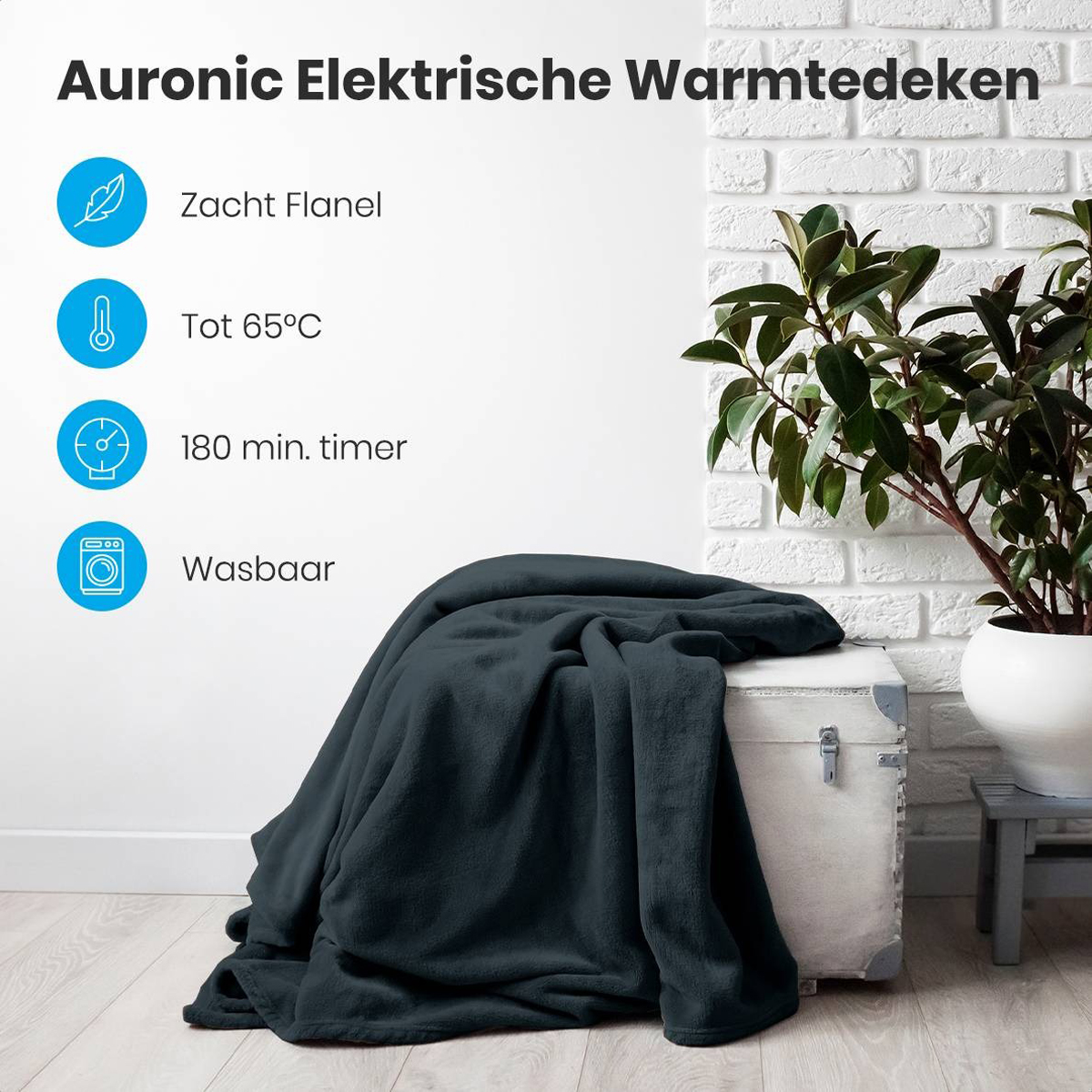 Auronic 2-persoons elektrische deken - Anthracite