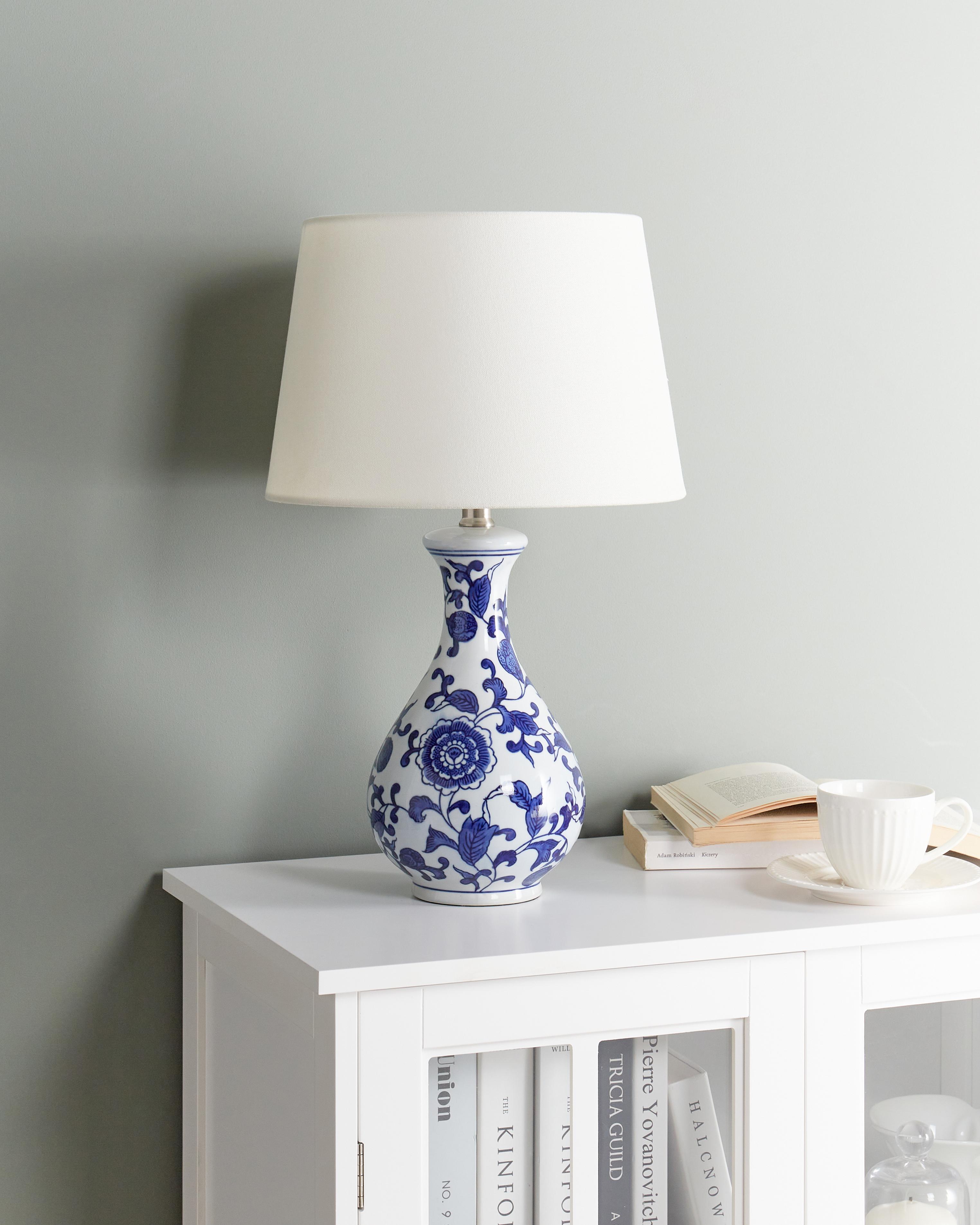 Tafellamp CARMEN Porselein Wit/blauw