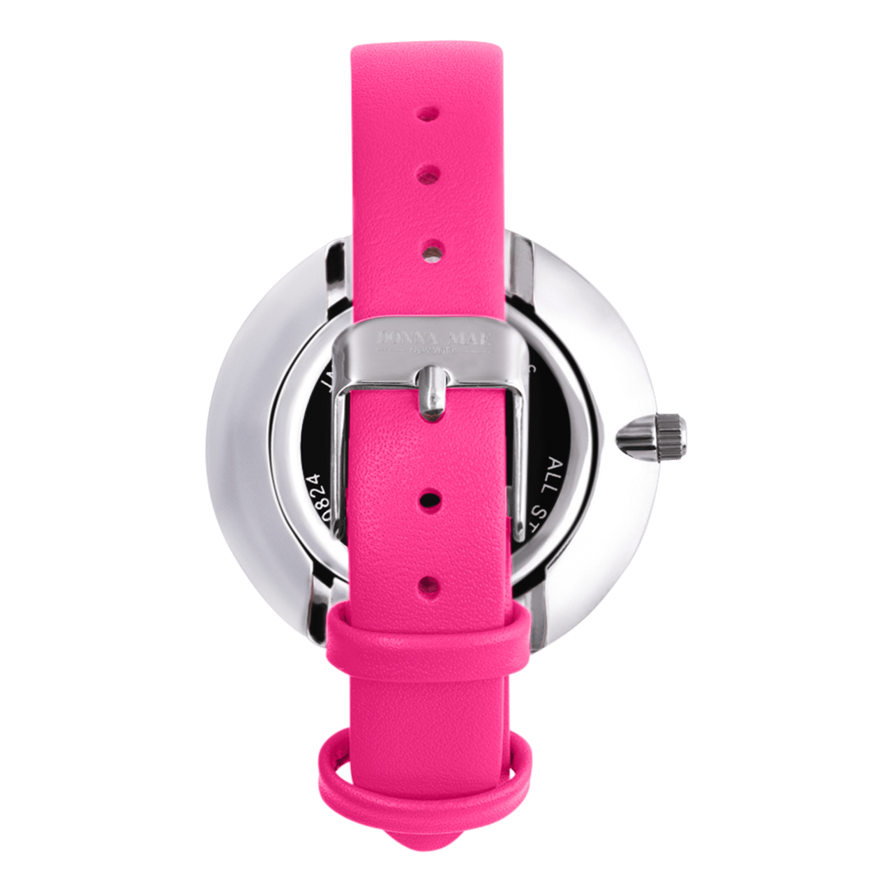 Donna Mae horloge met roze leren band en zirkonia