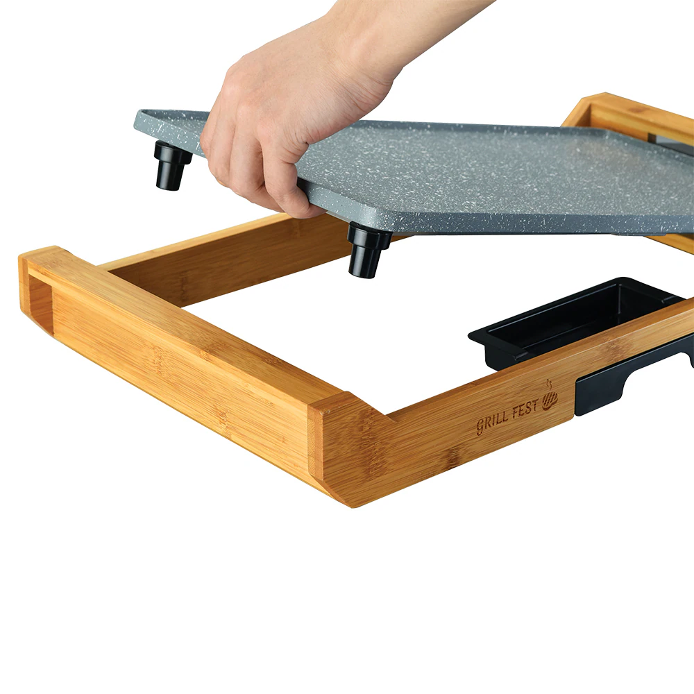 SOGO Elektronischer Grill mit Bambus Tablett