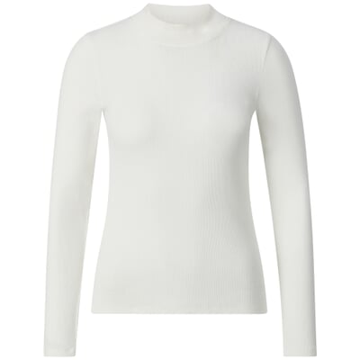 Damen-Rippenshirt Langarm, Weiß