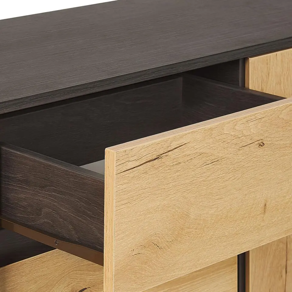 ELDA - Sideboard - Lichte houtkleur/Donkerbruin - MDF