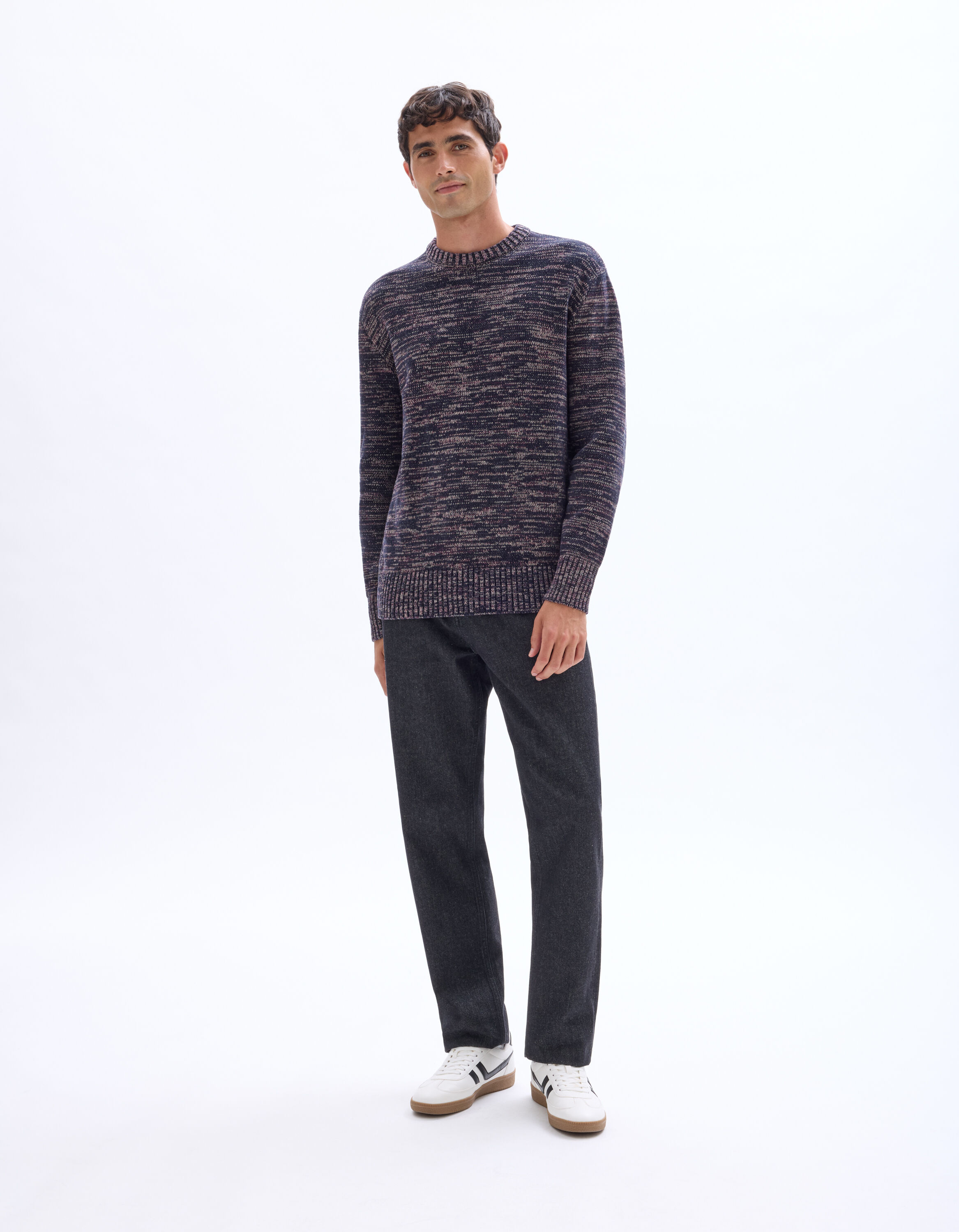 Pull col rond 100% coton de chenille - marine