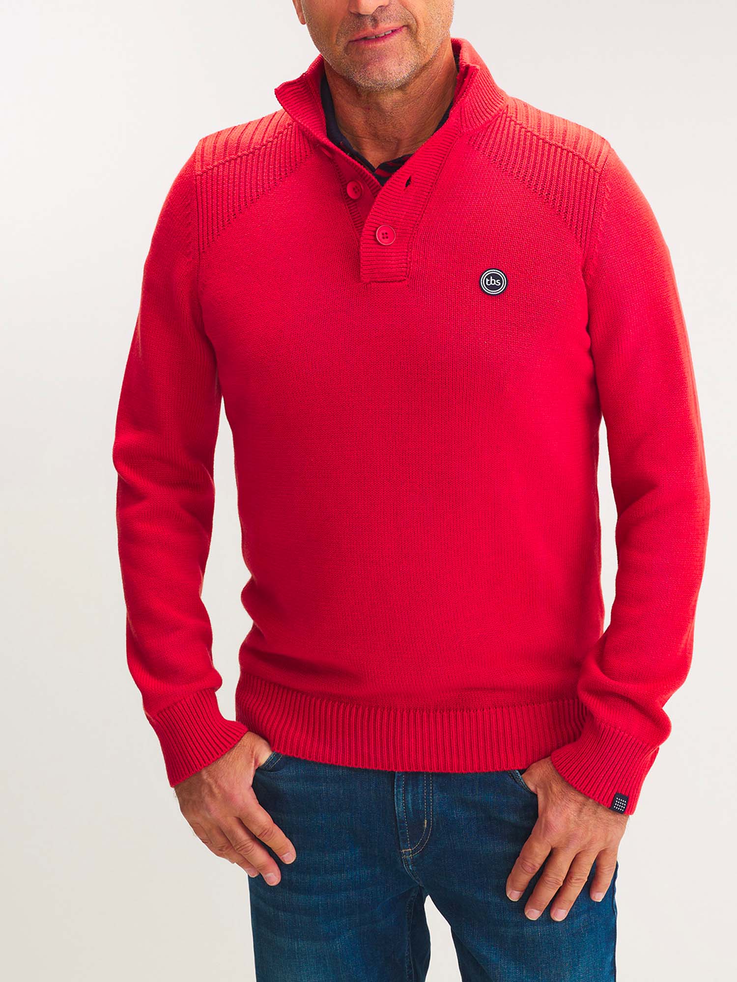 Pull Homme Col Camionneur Orange