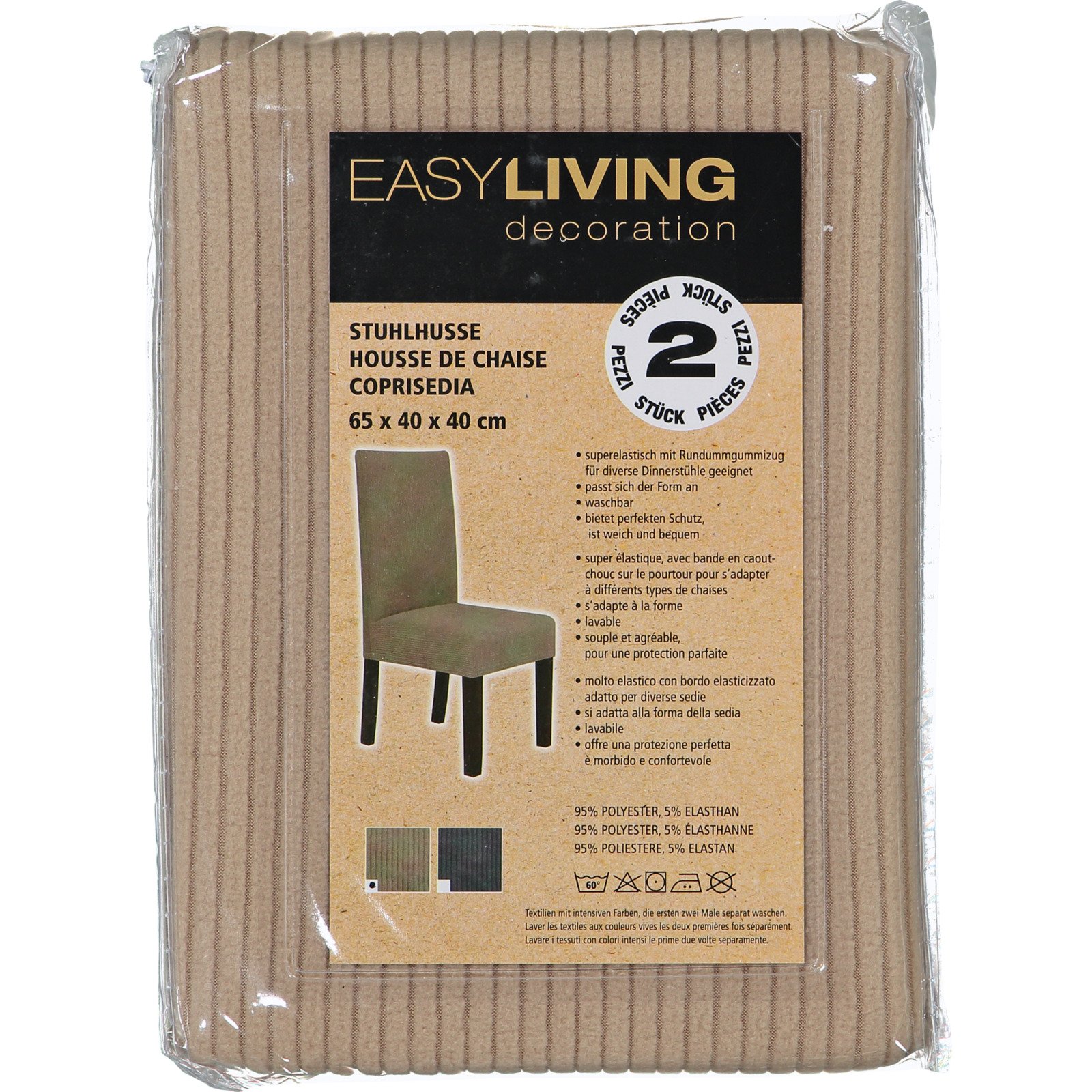 Stuhlhusse 2 Stück, Cord beige