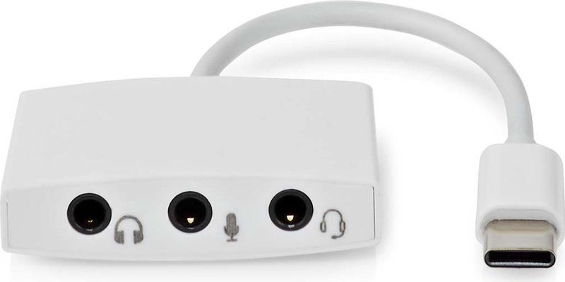 Nedis - USB-C naar 3x 3,5mm Jack Audio Adapter - Actief - Wit - 0,10 Meter