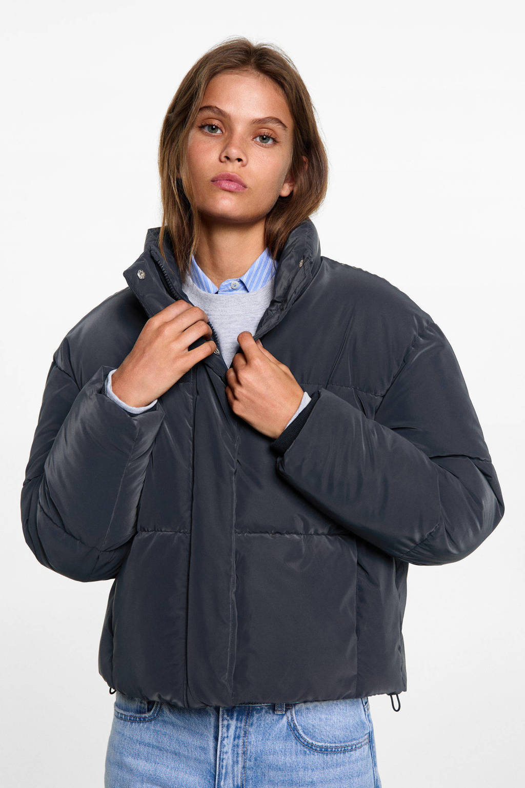 MANGO TEEN gewatteerde jas donkerblauw