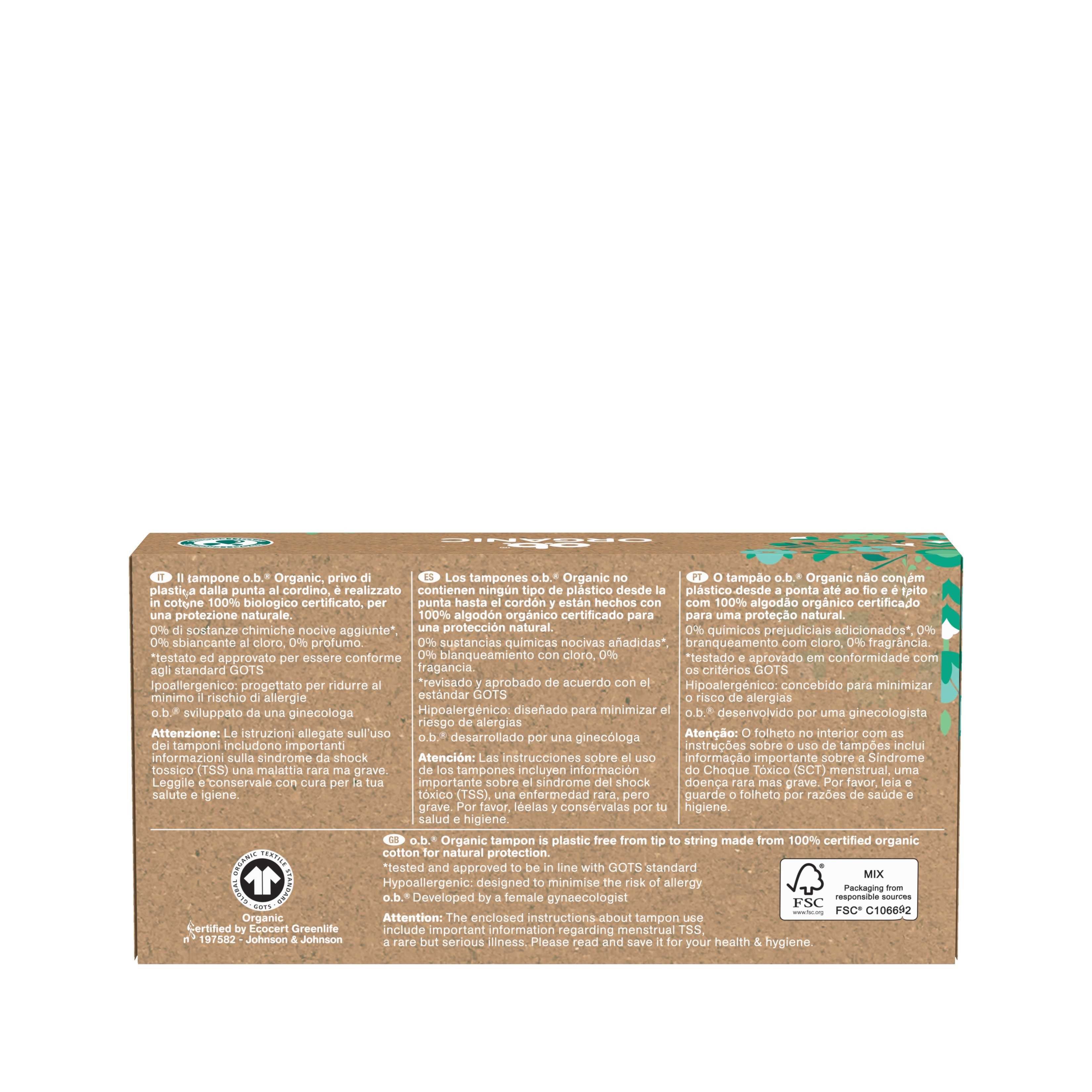 TAMPÕES O.B. ORGANIC NORMAL 16UN