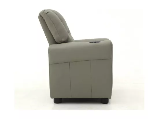 Mini fauteuil relax ITCHI relevable manuellement matière PU couleur gris.
