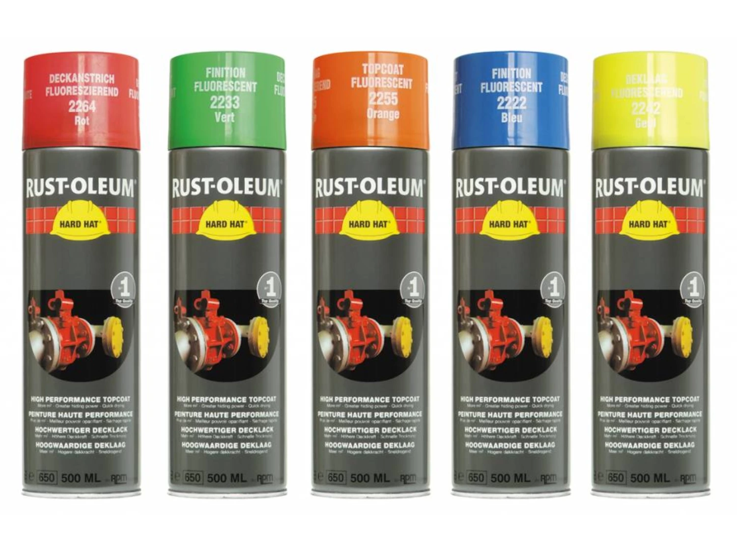 Rust-Oleum 2242 Hard Hat Spuitbus - fluorescerend geel  - 0,5L
