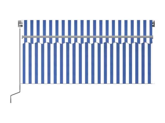 Auvent rétractable manuel avec store 3,5x2,5 m Bleu et blanc
