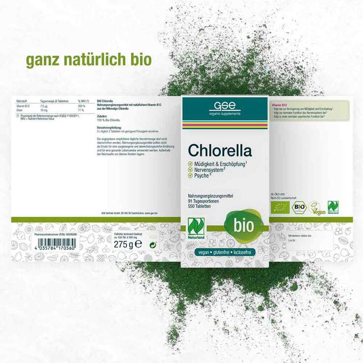 Chlorella 500 mg Bio Naturland Tabletten, 550 St