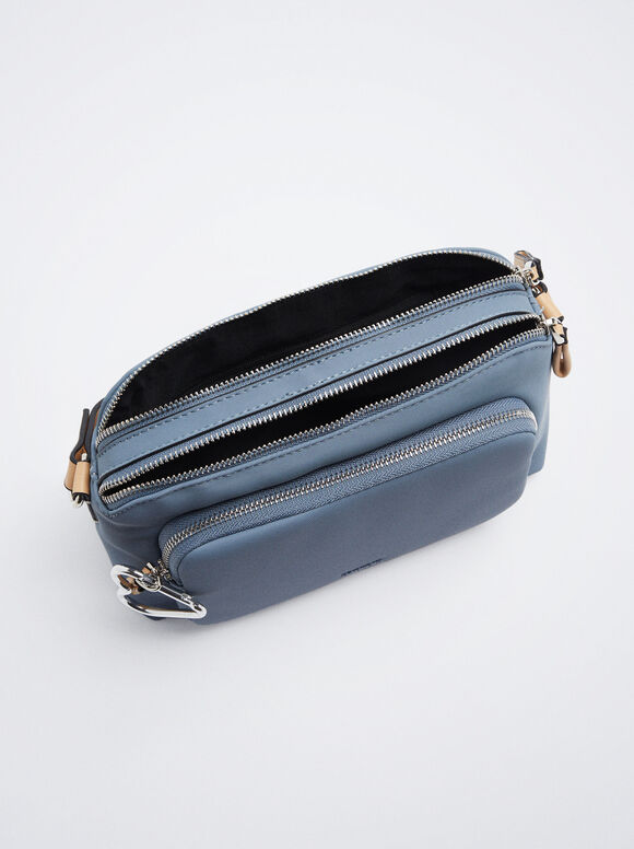 Bolsa de ombro com efeito nylon - Azul