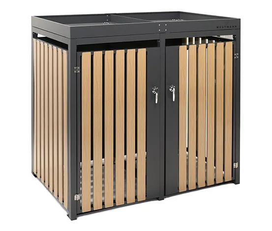 Mülltonnenbox mit Blumenkasten, anthrazit