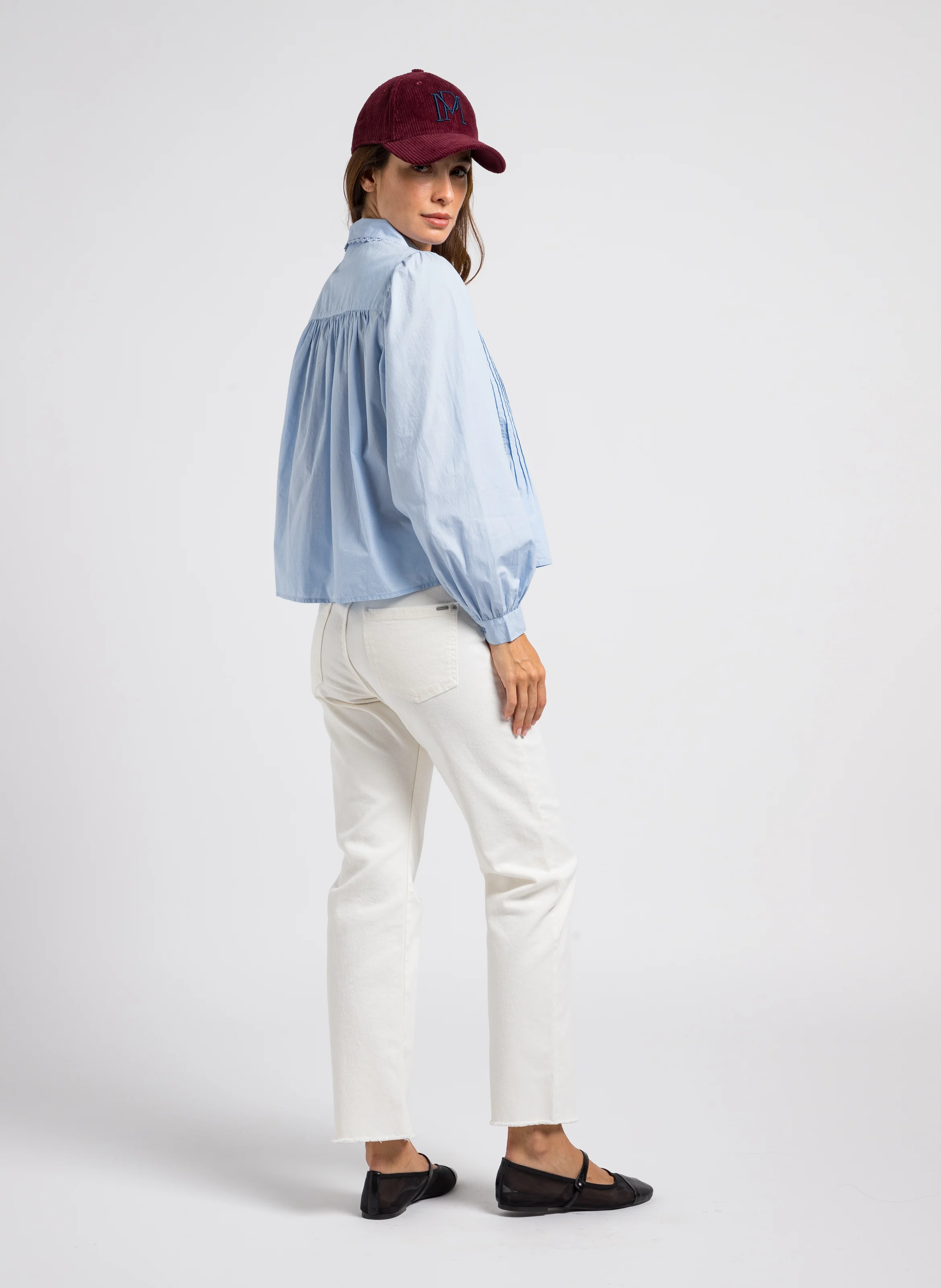 TOSCA - Chemise plissée en coton| Bleu