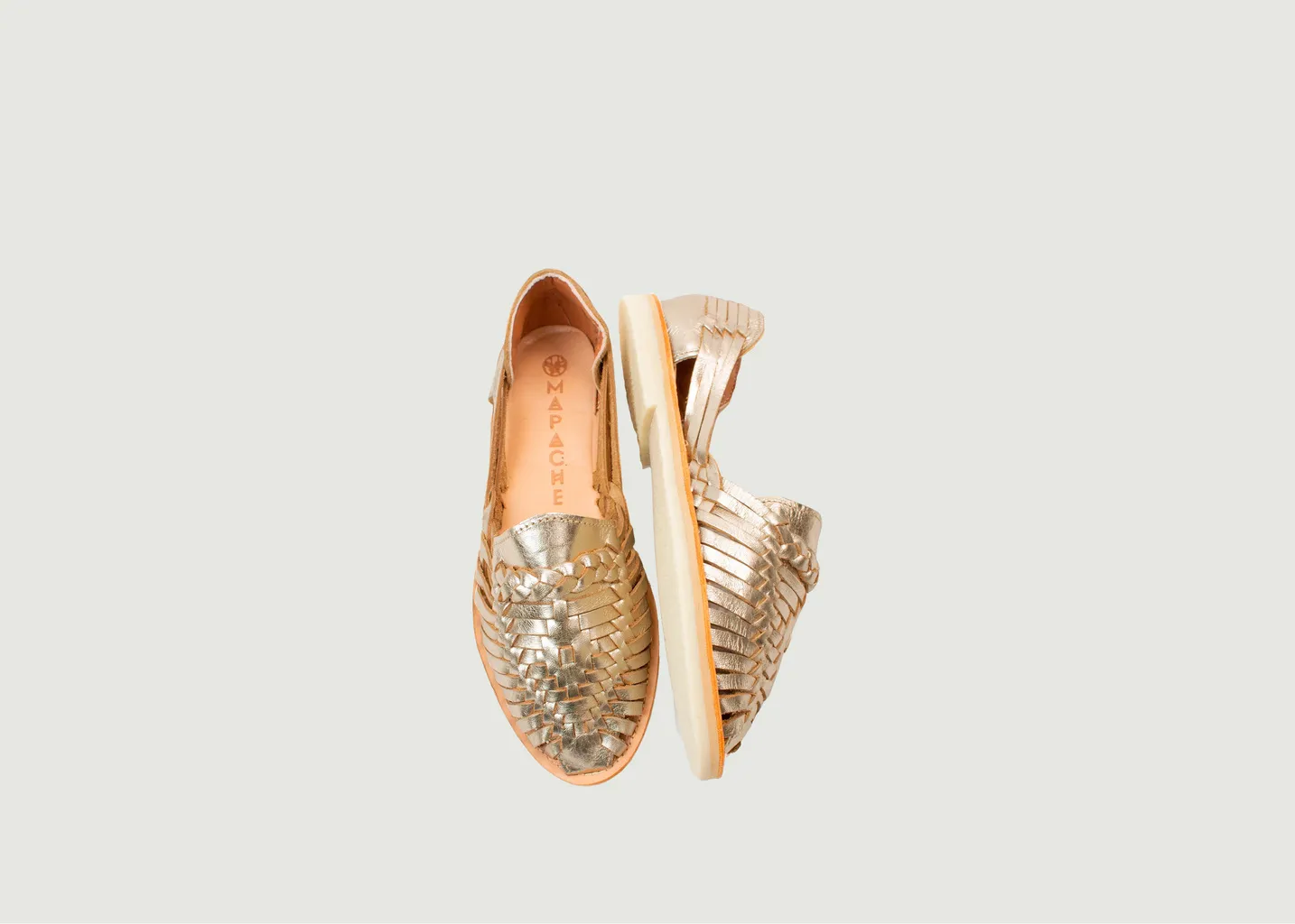 Sandales plates tressées en cuir Alegre Mapache