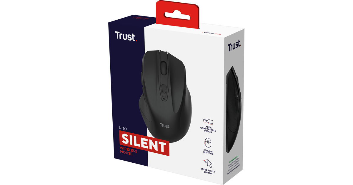 TrustNito Stille draadloze muis  (Zwart, 800 - 2.200 dpi)