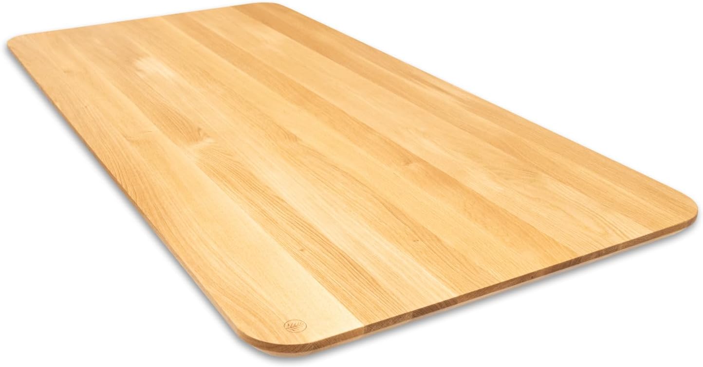 Tischplatte Schreibtischplatte Eiche Massivholz Schweizer Kante (120 x 80 cm)