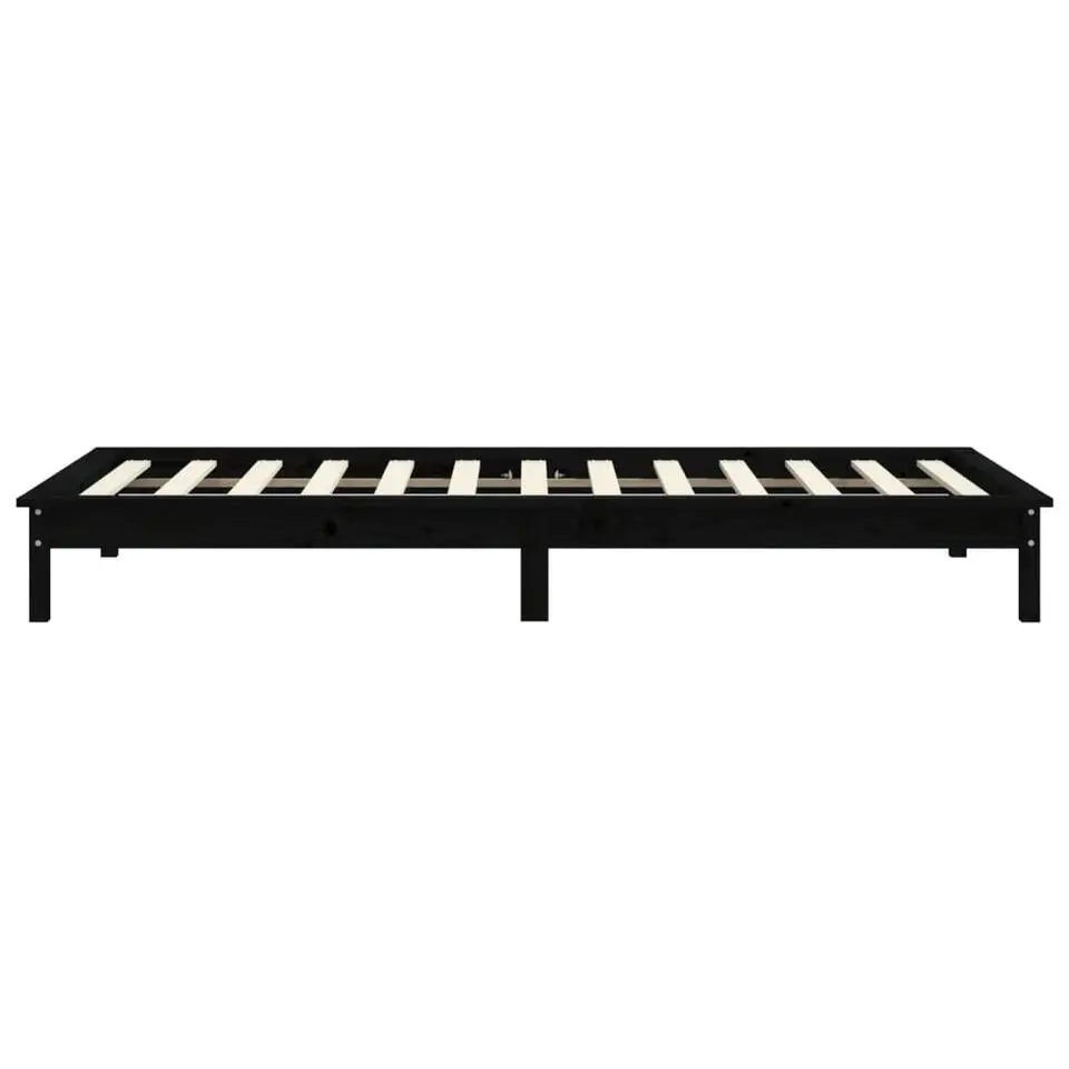 vidaXL - Bed frame met lattenbodem - Zwart - Massief grenenhout - 90x200 cm