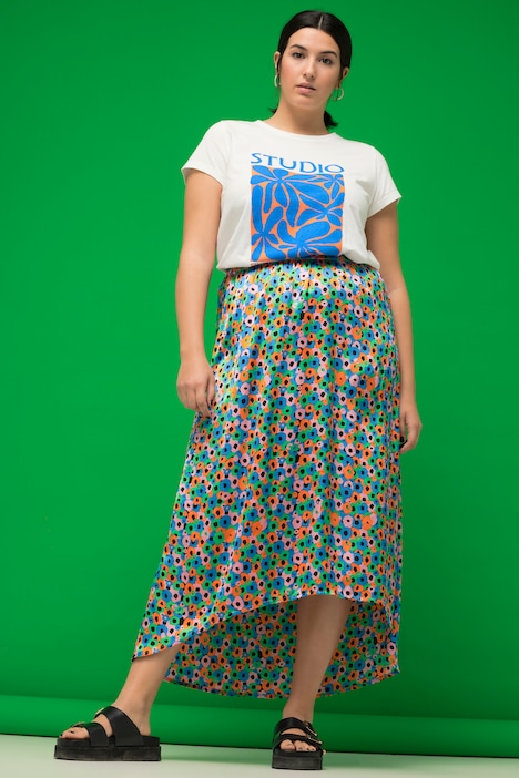 Midirock, A-Line, Color Flowerprint, Elastikbund