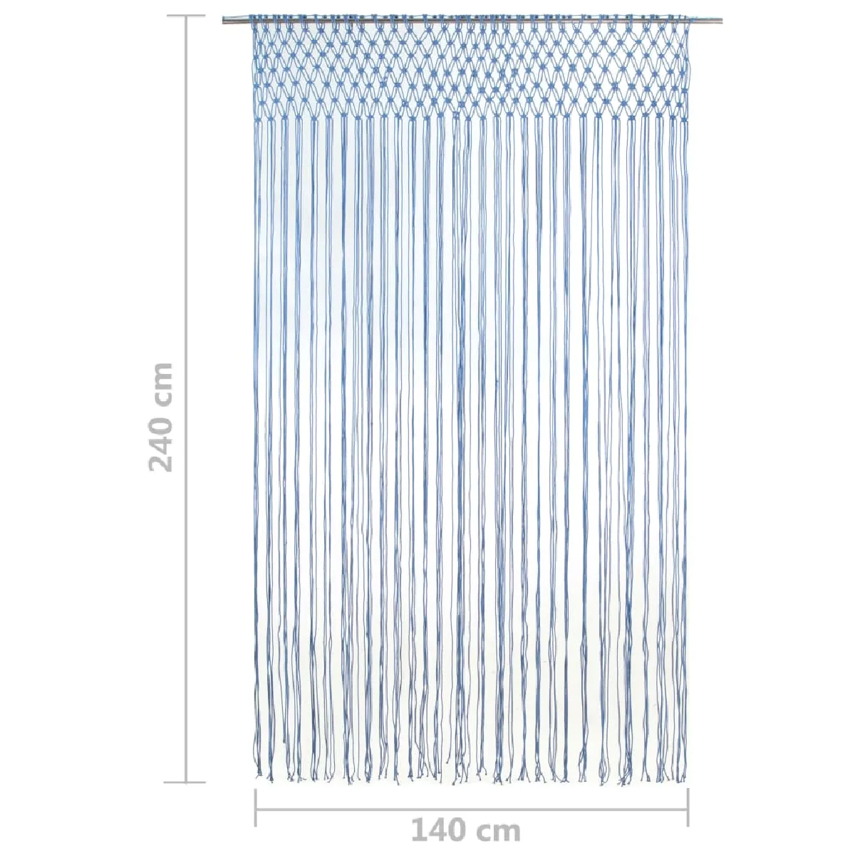 vidaXL Rideau en Macramé - Bleu 140x240 cm