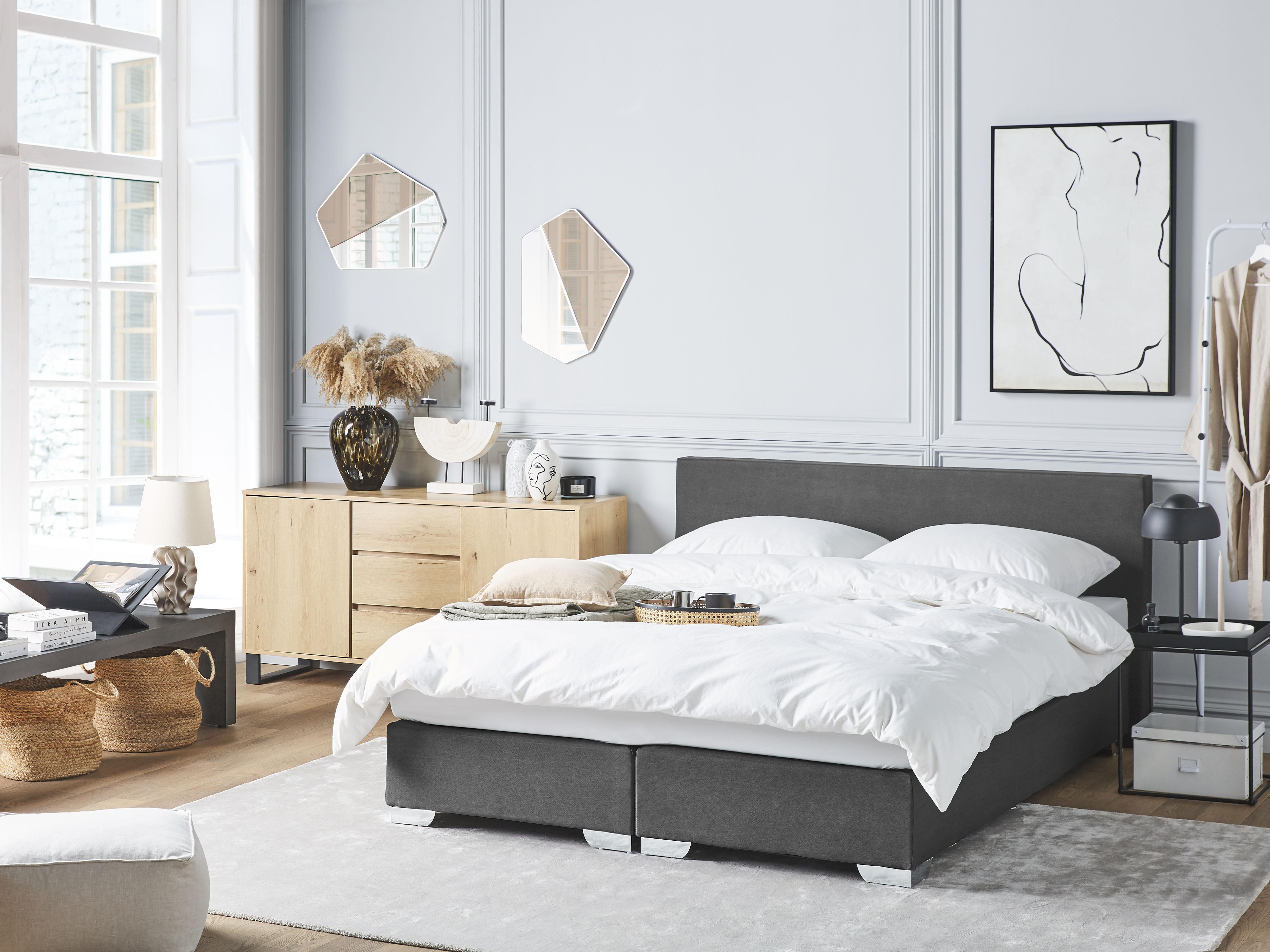 Boxspring Stof PRESIDENT 160 x 200 cm Donkergrijs