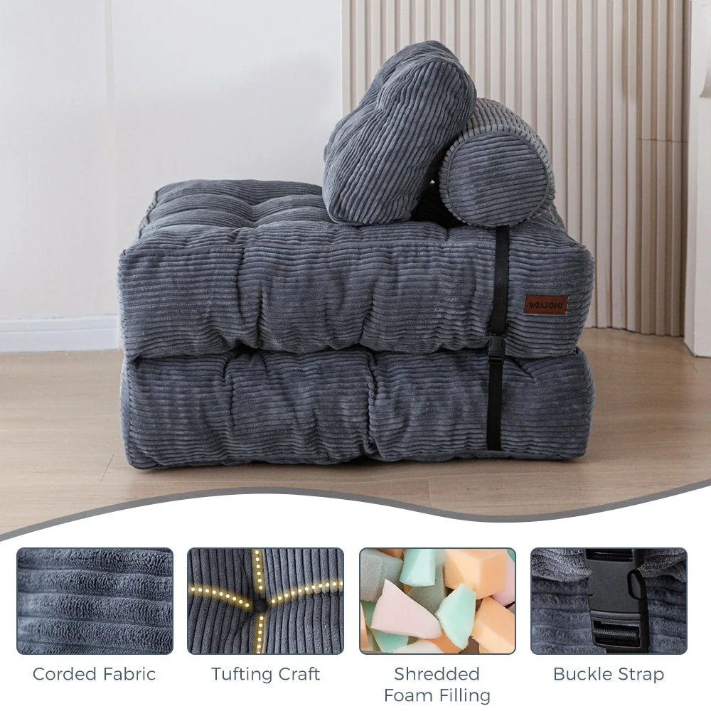 8 Corduroy Folding Couch Sofa Bed,Single