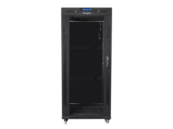 Lanberg - Rack kabinet - med 2 køleblæsere, display - sort, RAL 9004 - 27U - 19
