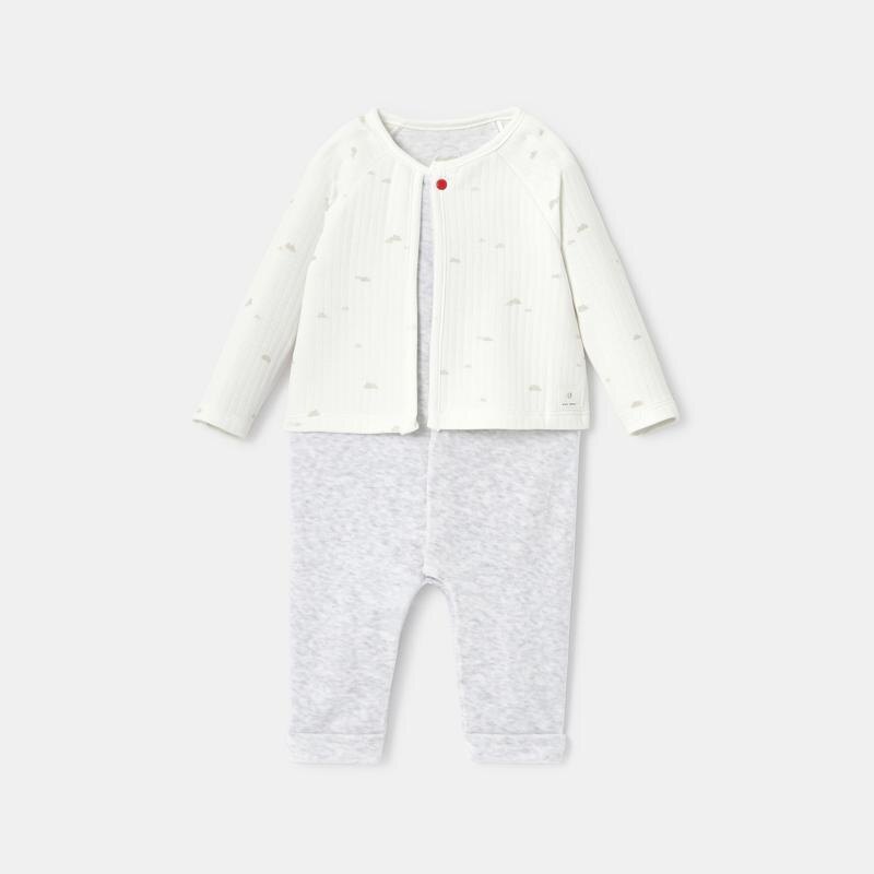 Combinaison à effet superposé blanc naissance Absorba Blanc