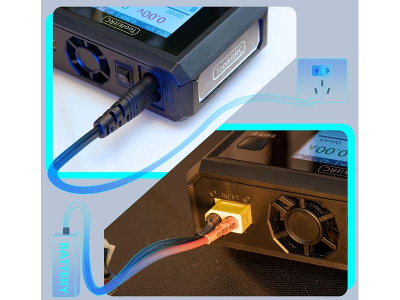 ToolkitRC Ladegerät M7AC AC/DC 100W 1-6S Universelles Modellbau Ladegerät für 1-6S LiPo und 1-16 Zellen NiMH Akkus