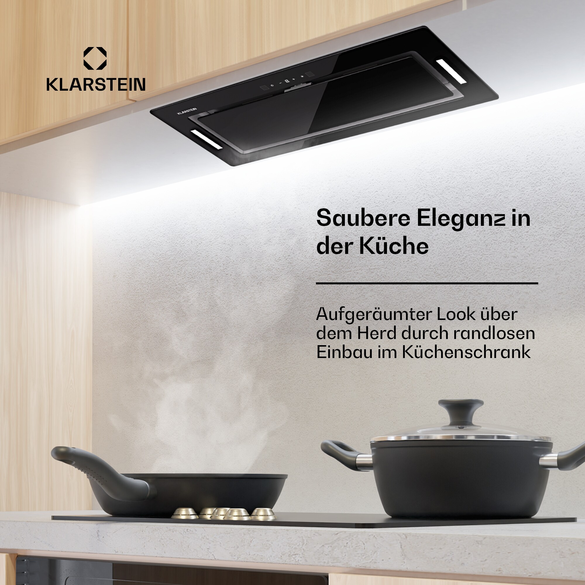 Hektor Eco Lüfterbaustein 72 cm 466 m³/h Touch Glas Schwarz