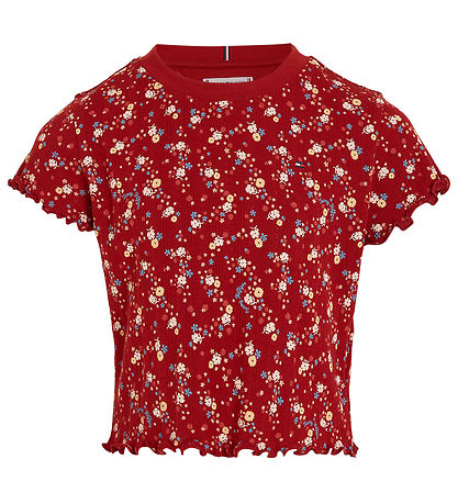 Tommy Hilfiger T-Shirt - Rib - Flower Pointelle - Dark Magma All