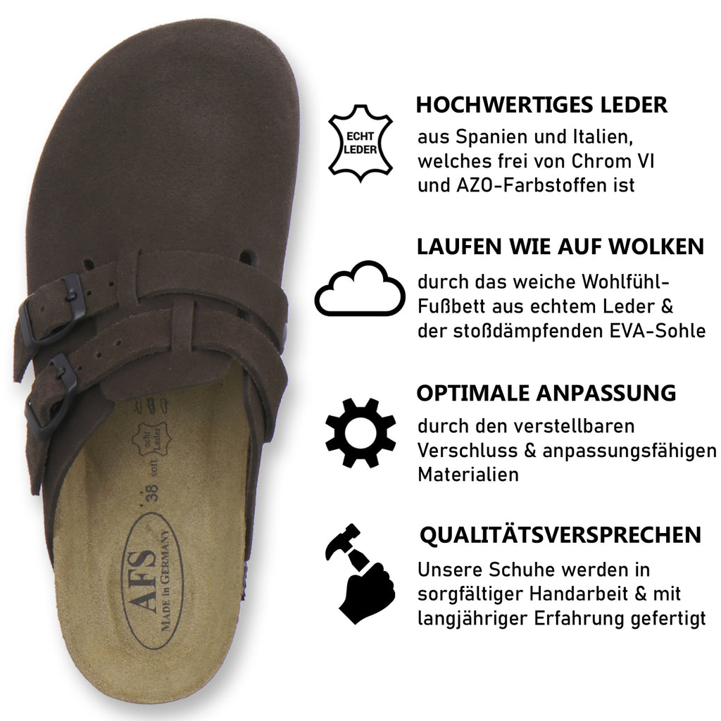 modischer Clogs Damen Leder espresso Velour
