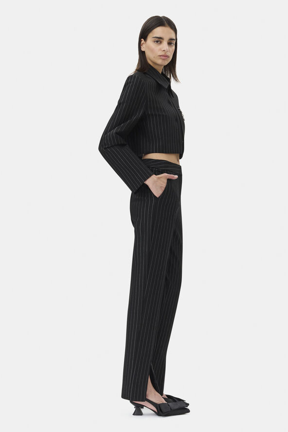 Ganni Compact Stripe Jersey Short Blazer Black