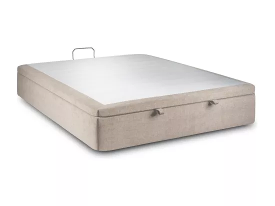 Sommier Coffre Tissu Beige brun 200x200 H39cm