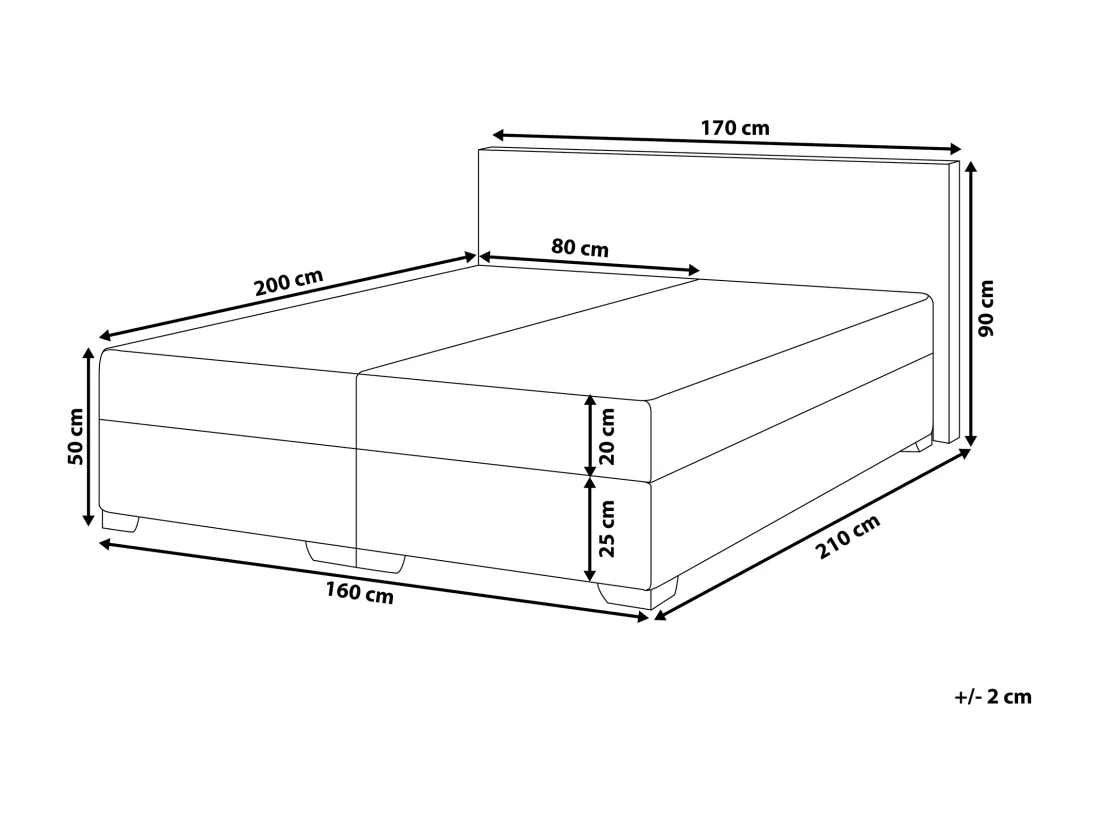 Lit Boxspring Tissu PRESIDENT 160 x 200 cm Gris foncé