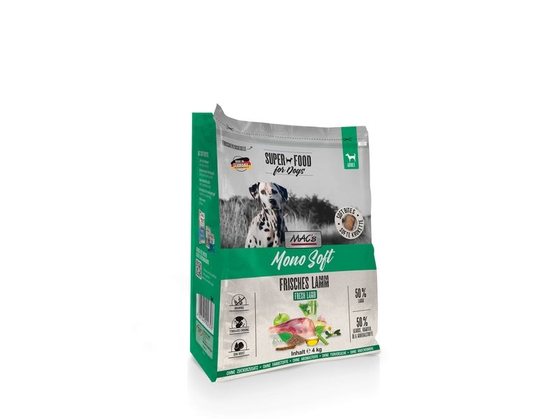 MAC's Halbfeuchtfutter Mono Soft Frisches Lamm 4 kg Alleinfuttermittel für ausgewachsene Hunde