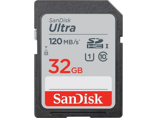 SanDisk Ultra, 32 GB, SDHC, klasse 10, UHS-I, 120 MB/s, klasse 1 (U1)