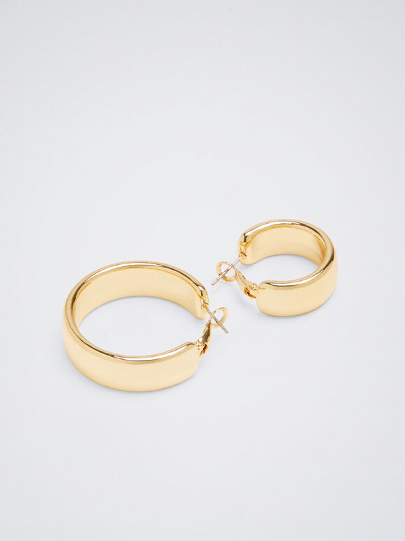 Conjunto de brincos de argola dourados - Dourado