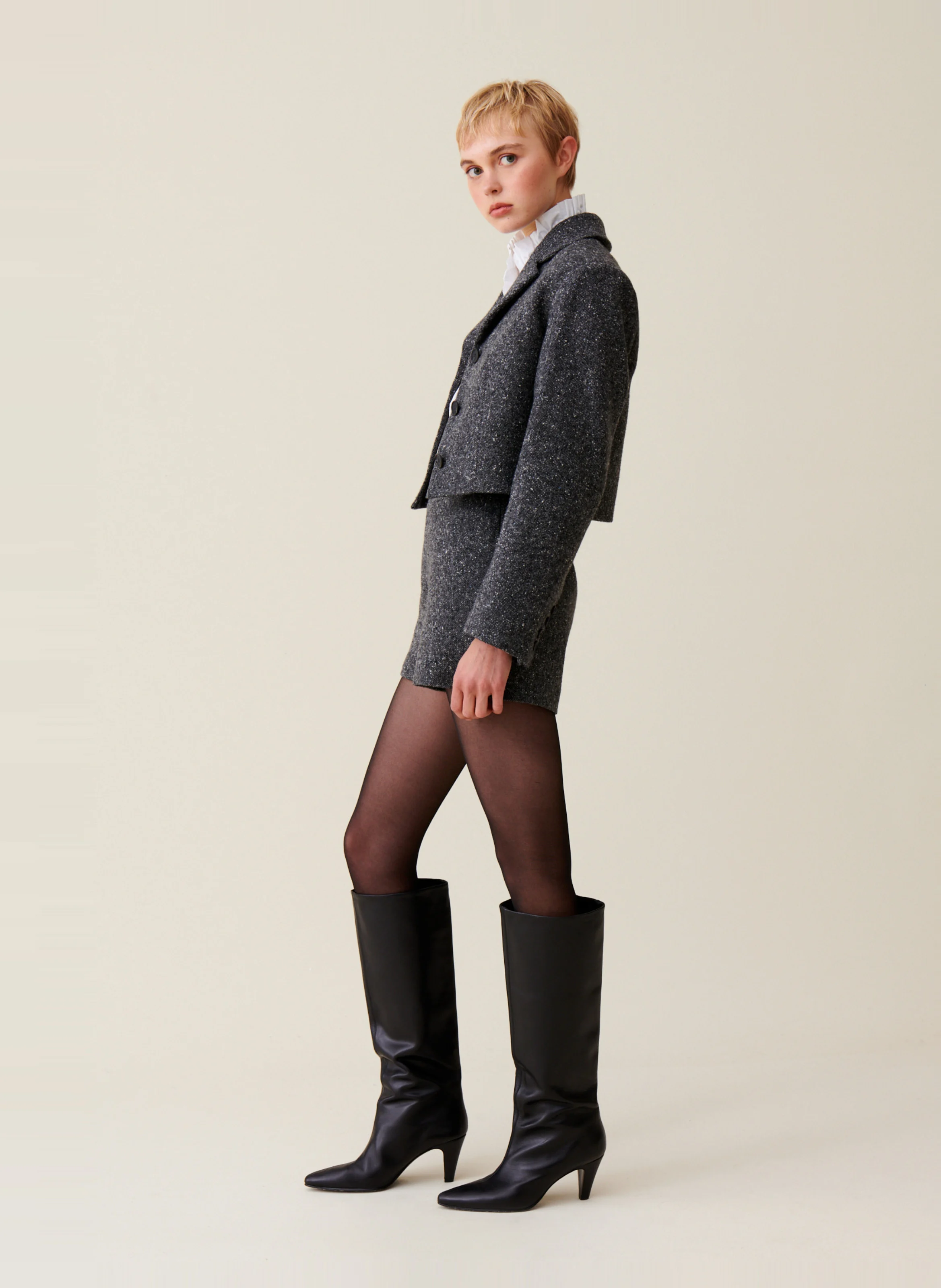 Veste de tailleur courte | Gris