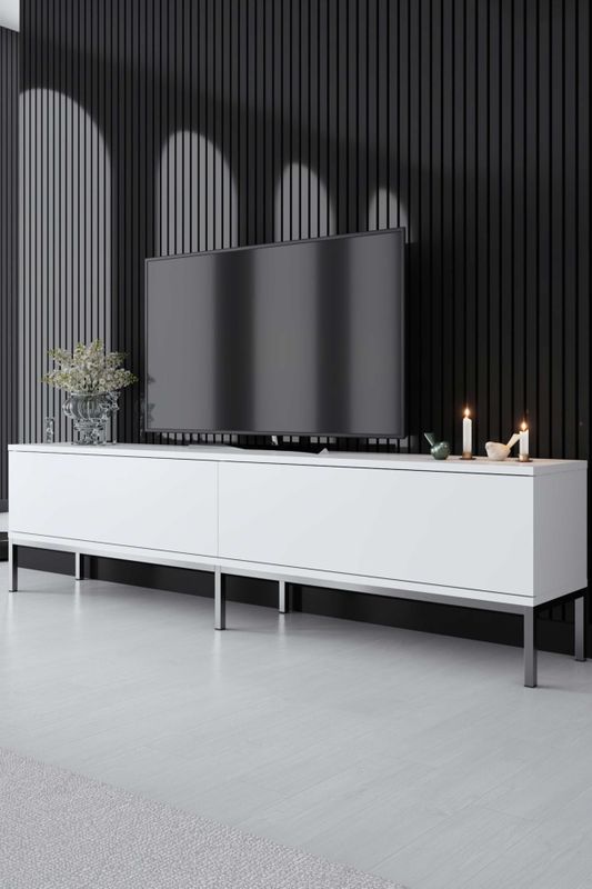 Arabic House - Lord - TV-meubel - Wit/Zilver - 180 cm - Metaal/Melamine