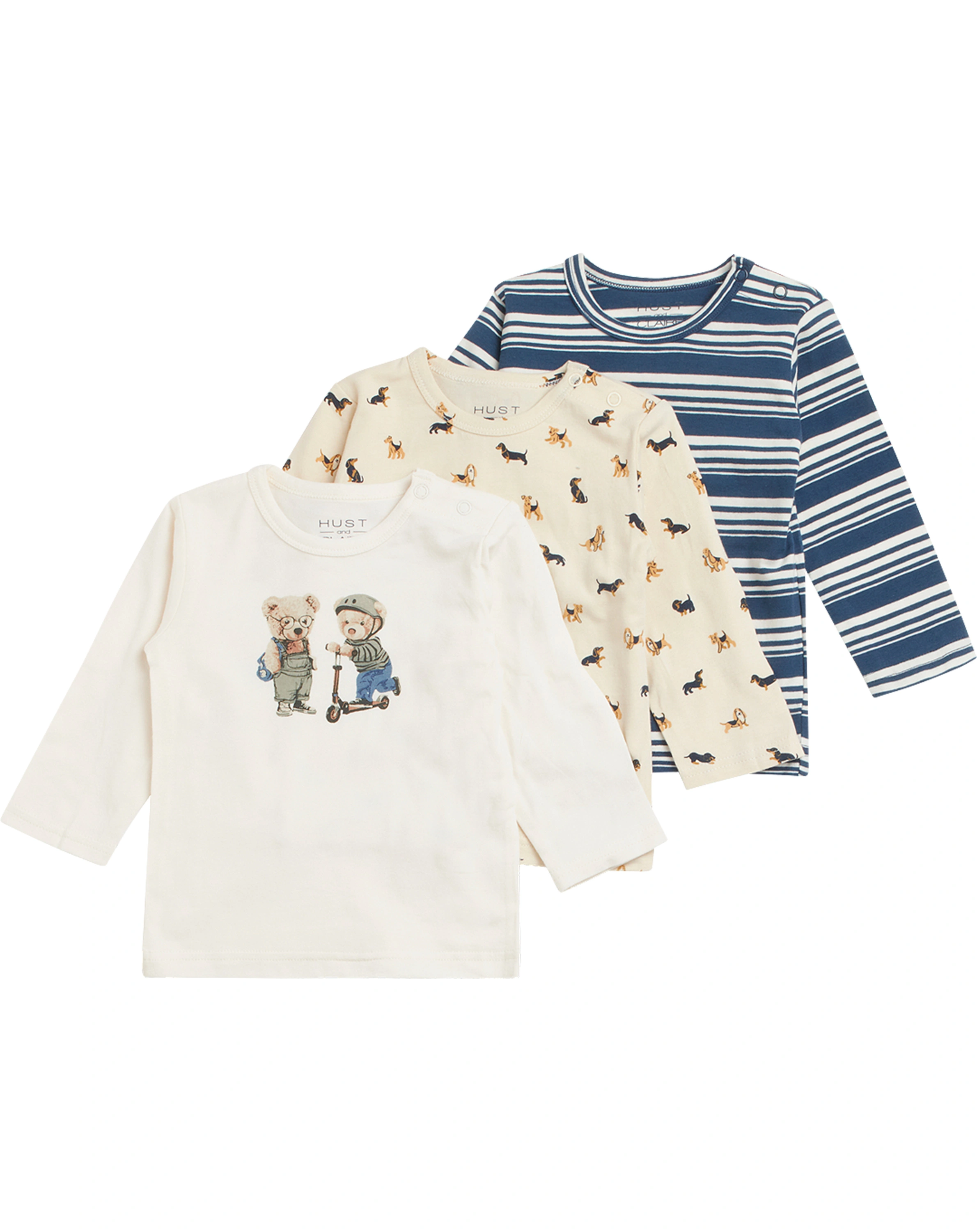 Langarmshirt ALBERT 3er Pack in white sand
