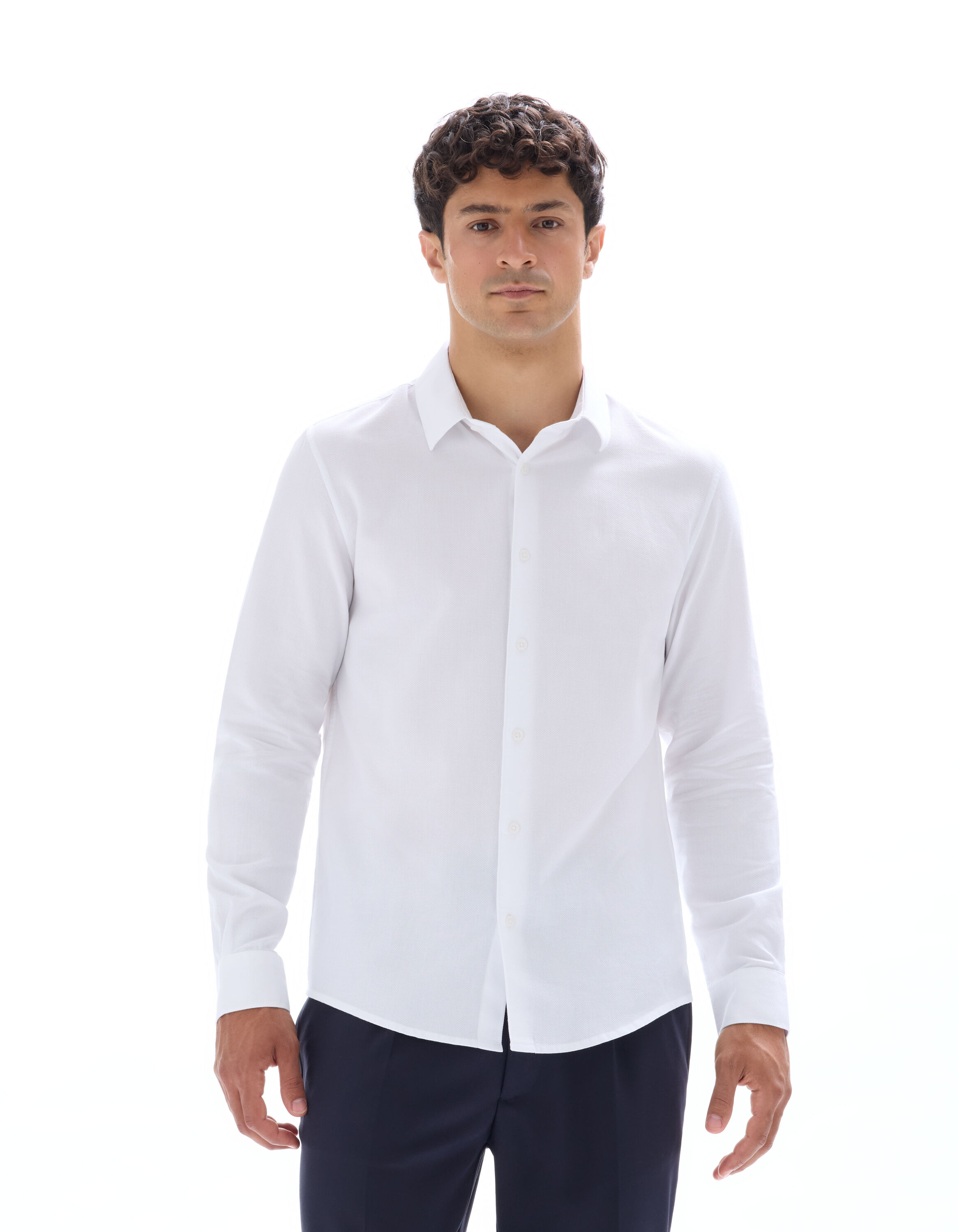 Chemise regular nid d'abeille 100% coton - blanc