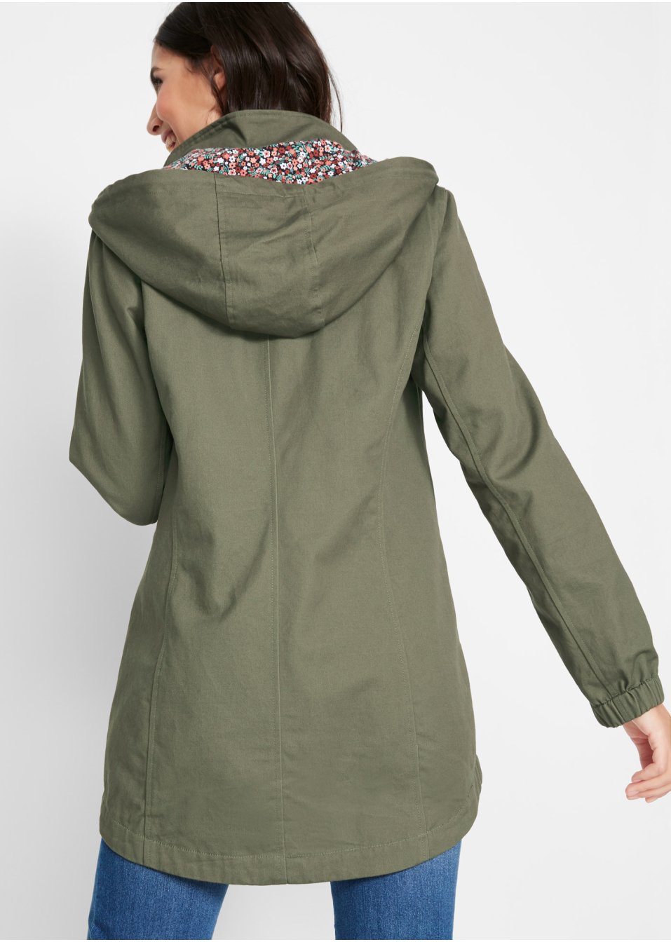 Parka coton mi-saison avec capuche imprimée