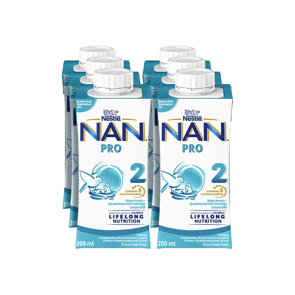 NAN Pro 2 drikkeklar fra 6 måneder - 6 x 200 ml