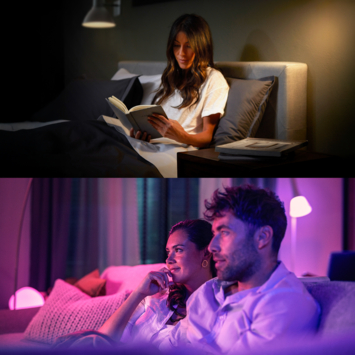 Philips Hue Essential starterkit - wit en gekleurd 3W - 2 E27 lampen met bridge en dimswitch