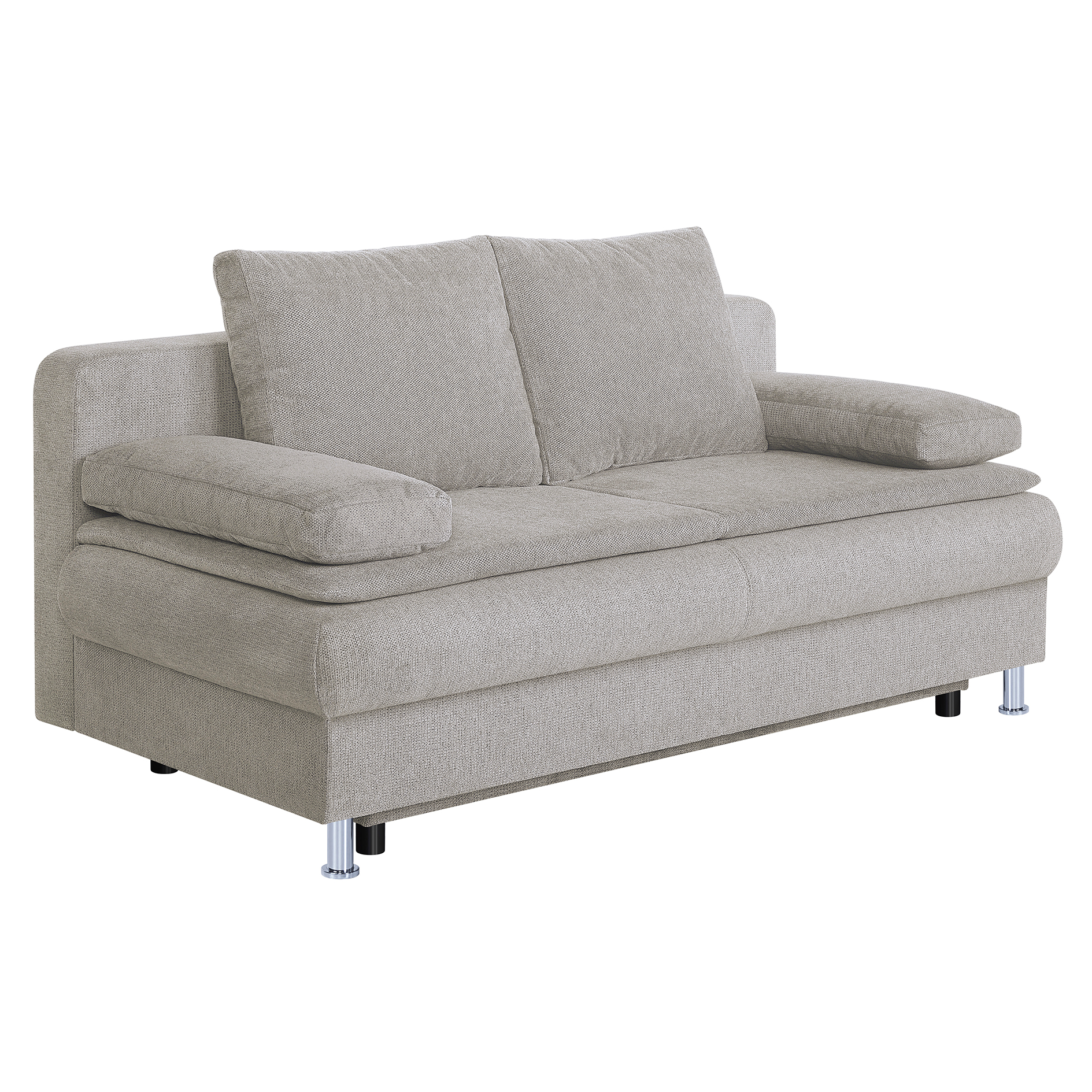 Schlafsofa - beige - Staukasten - integrierter Topper
