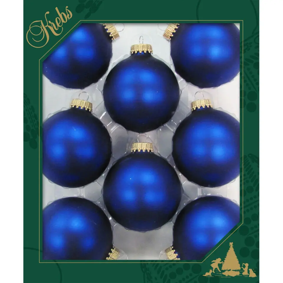 Krebs Kerstballen - 8x st - kobalt blauw - mat - glas - 7 cm