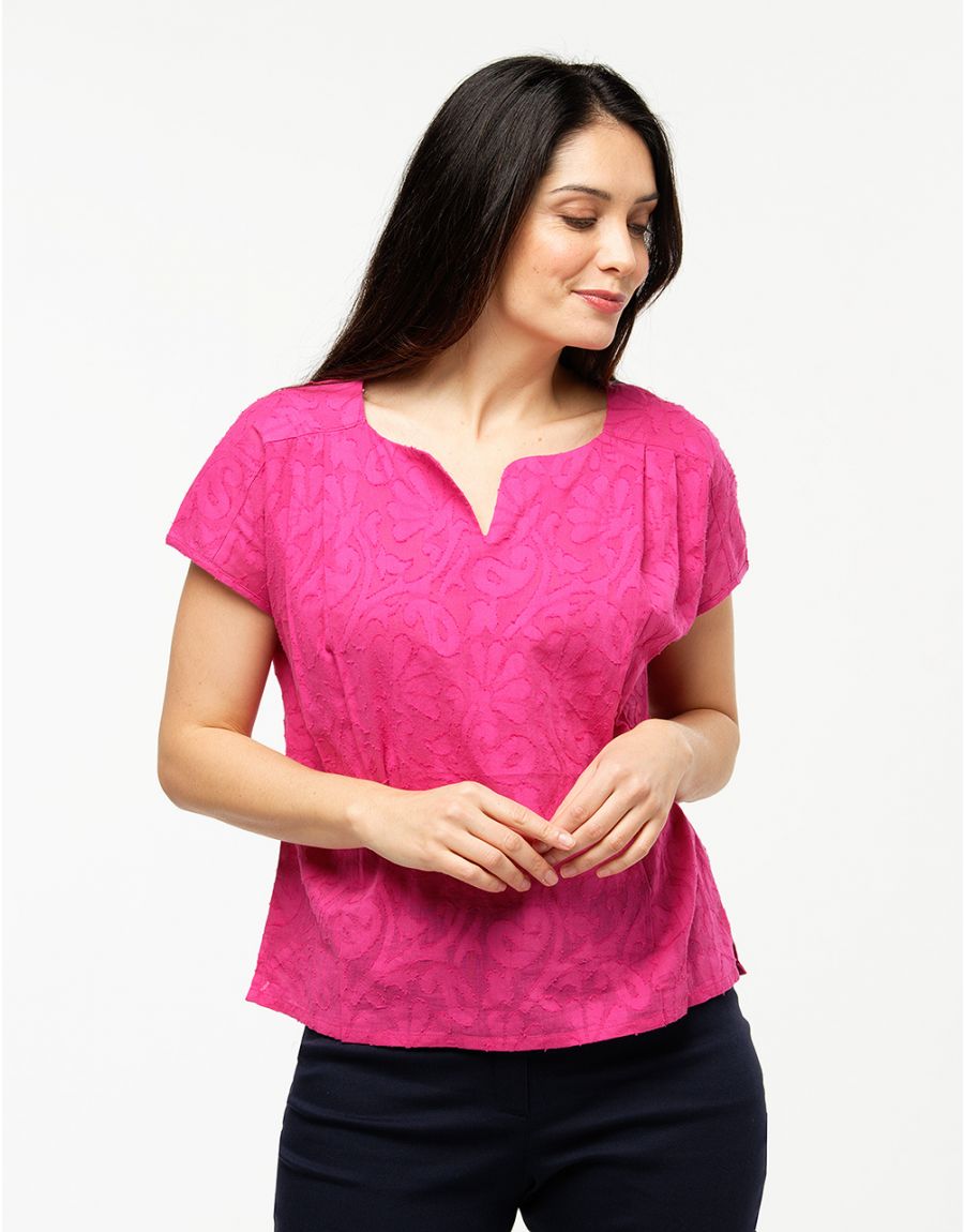 Blouse rose fuchsia coton